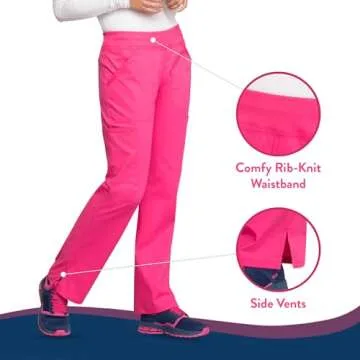 Workwear Professionals Scrubs for Women Pull-On Cargo Pant, Soft Stretch WW170, M, Electric Pink