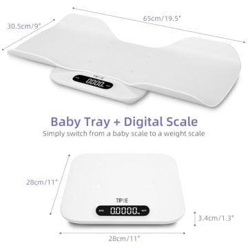 TIPRE Baby Weight Scale, Infant Scale with Detachable Tray, Pet Scale for Cat Dog, Multiple Weighing Scale for Toddler, Children, Pet and Adult Auto-Rotation LED Screen, Up to 400lb/180kg