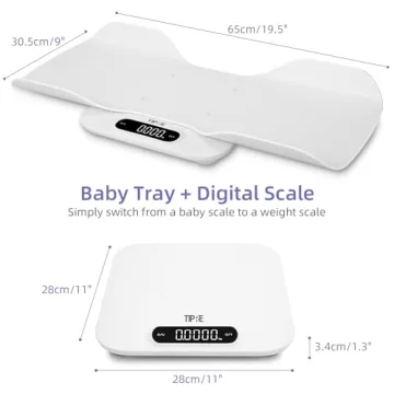 TIPRE Baby Weight Scale, Infant Scale with Detachable Tray, Pet Scale for Cat Dog, Multiple Weighing Scale for Toddler, Children, Pet and Adult Auto-Rotation LED Screen, Up to 400lb/180kg