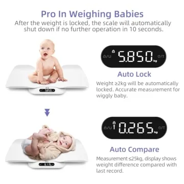 TIPRE Baby Weight Scale, Infant Scale with Detachable Tray, Pet Scale for Cat Dog, Multiple Weighing Scale for Toddler, Children, Pet and Adult Auto-Rotation LED Screen, Up to 400lb/180kg