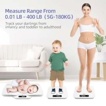TIPRE Baby Weight Scale, Infant Scale with Detachable Tray, Pet Scale for Cat Dog, Multiple Weighing Scale for Toddler, Children, Pet and Adult Auto-Rotation LED Screen, Up to 400lb/180kg