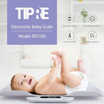 TIPRE Baby Weight Scale, Infant Scale with Detachable Tray, Pet Scale for Cat Dog, Multiple Weighing Scale for Toddler, Children, Pet and Adult Auto-Rotation LED Screen, Up to 400lb/180kg