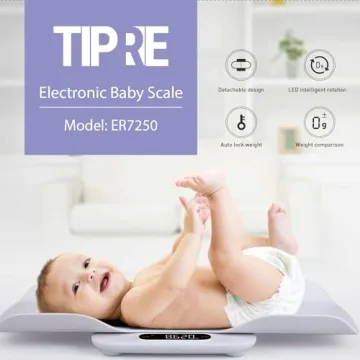 TIPRE Baby Weight Scale, Infant Scale with Detachable Tray, Pet Scale for Cat Dog, Multiple Weighing Scale for Toddler, Children, Pet and Adult Auto-Rotation LED Screen, Up to 400lb/180kg