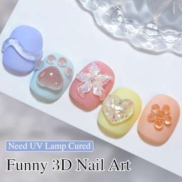 Double Rhythm 3D Nail Gel Clear Solid Sculpting Gel for Nail Art Non-Sticky Hard Gel for Building Carving Molding Nail Extension Soak Off UV/LED Nail Art Salon Home DIY 0.5 Oz (Clear)