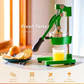CO-Z Hand Press Juicer Machine - Manual Citrus Juicer for Fresh Juice from Oranges, Limes, and More!