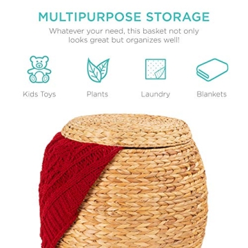 Vintage Hyacinth Storage Basket with Lid for Home Organization