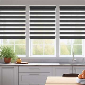 Changshade Custom Size Zebra Roller Shades, Blackout(85%) Dual Layer Roller Blinds with Thermal Insu...