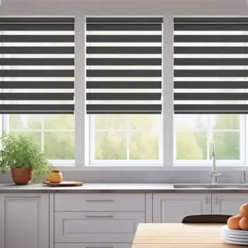 Changshade Custom Size Zebra Roller Shades, Blackout(85%) Dual Layer Roller Blinds with Thermal Insu...