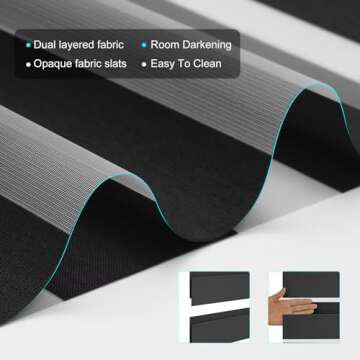 Changshade Custom Size Zebra Roller Shades, Blackout(85%) Dual Layer Roller Blinds with Thermal Insulated for Office,Living Room,Bedroom,Bathroom,Easy Installation, Black