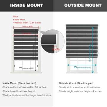 Changshade Custom Size Zebra Roller Shades, Blackout(85%) Dual Layer Roller Blinds with Thermal Insulated for Office,Living Room,Bedroom,Bathroom,Easy Installation, Black