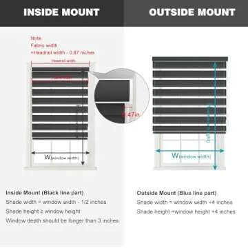 Changshade Custom Size Zebra Roller Shades, Blackout(85%) Dual Layer Roller Blinds with Thermal Insulated for Office,Living Room,Bedroom,Bathroom,Easy Installation, Black