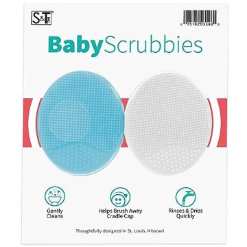 S&T INC. Baby Cradle Cap Brush Set - Exfoliating Silicone Bath Brush 2 Pack