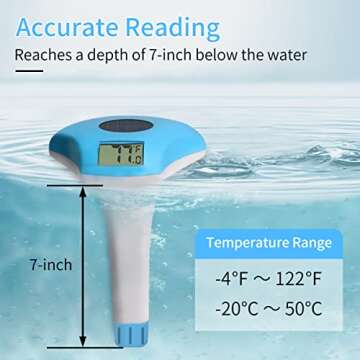 RINMEE Solar Digital Pool Thermometer for Accurate Temperature Reading