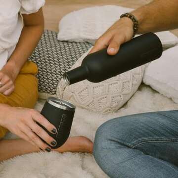 BrüMate Winesulator 25 Oz Triple-Walled Insulated Wine Canteen Made of Stainless Steel, 24-Hour Temperature Retention, Shatterproof, Comes with Silicone Transfer Funnel (Matte Black)