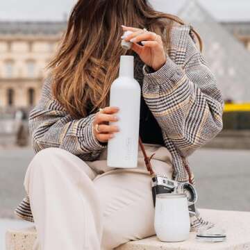 BrüMate Winesulator 25 Oz Triple-Walled Insulated Wine Canteen Made of Stainless Steel, 24-Hour Temperature Retention, Shatterproof, Comes with Silicone Transfer Funnel (Matte Black)