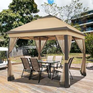 Yaheetech 11x11 Pop Up Gazebo Outdoor Canopy Shelter, Instant Patio Gazebo Sun Shade Canopy Tent wit...
