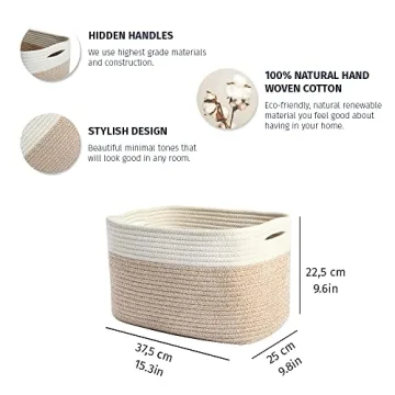 Stylish OrganiHaus Set of 3 Rope Baskets for Home Organization