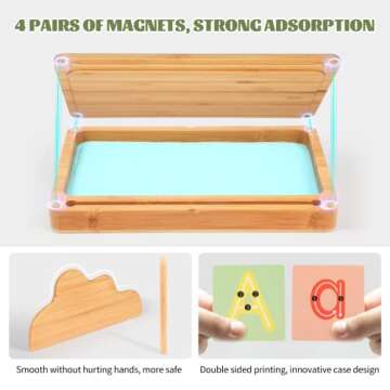 AtMini Sand Tray for Classroom Montessori Sand Tray with Lid Wooden Sand Trays for Kids Writing Letters and Numbers (Blue)