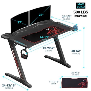 EUREKA ERGONOMIC Z1-S Gaming Desk with RGB LED Lights