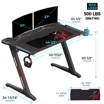 EUREKA ERGONOMIC Z1-S Gaming Desk with RGB LED Lights