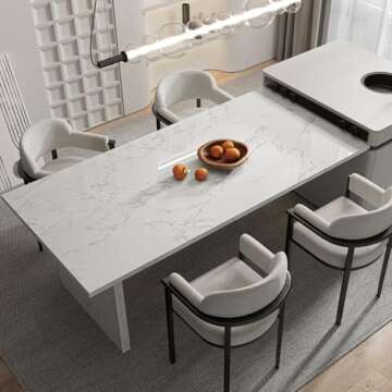 Abyssaly Marble Contact Paper for Countertops, White Gray Faux Marble Wallpaper Peel and Stick, Self Adhesive Removable Counter Top Peel and Stick Waterproof for Kitchen Backsplash 15.7" X 118"