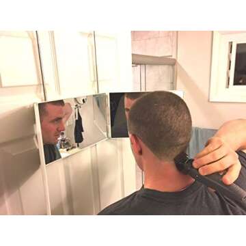 Floxee Portable Tri-Fold Mirror Home/Travel (White) 3 Way Mirror Hair, Makeup Mirror, Back of Head, ...