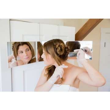 Floxee Portable Tri-Fold Mirror Home/Travel (White) 3 Way Mirror Hair, Makeup Mirror, Back of Head, Coloring, Styling, Cutting, Gifts for Men/Women