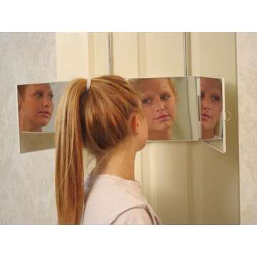 Floxee Portable Tri-Fold Mirror Home/Travel (White) 3 Way Mirror Hair, Makeup Mirror, Back of Head, Coloring, Styling, Cutting, Gifts for Men/Women