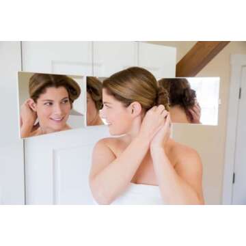 Floxee Portable Tri-Fold Mirror Home/Travel (White) 3 Way Mirror Hair, Makeup Mirror, Back of Head, Coloring, Styling, Cutting, Gifts for Men/Women