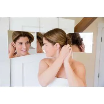 Floxee Portable Tri-Fold Mirror Home/Travel (White) 3 Way Mirror Hair, Makeup Mirror, Back of Head, Coloring, Styling, Cutting, Gifts for Men/Women