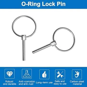 INCREWAY 3/16” Lynch Pin, 10 Pcs Carbon Steel Linch pins with Ring Heavy Duty Quick Release L-Pin Lock for Bike Boat Farm Tractors Trailers Trucks (Dia 4.5mm*Length 36mm)