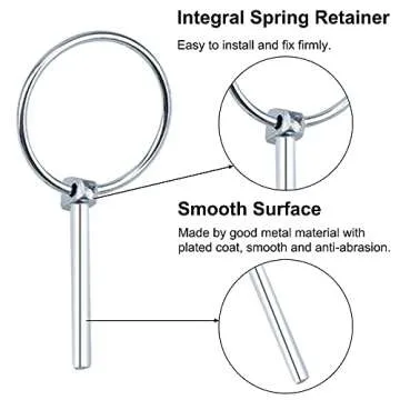 INCREWAY 3/16” Lynch Pin, 10 Pcs Carbon Steel Linch pins with Ring Heavy Duty Quick Release L-Pin Lock for Bike Boat Farm Tractors Trailers Trucks (Dia 4.5mm*Length 36mm)