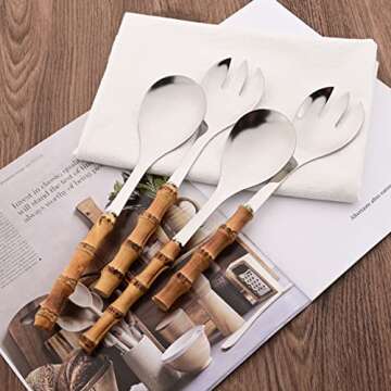 Elegant Uniturcky Bamboo Serving Utensils Set for Dining Experience