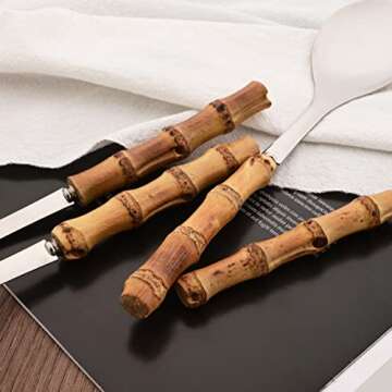Elegant Uniturcky Bamboo Serving Utensils Set for Dining Experience