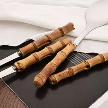 Elegant Uniturcky Bamboo Serving Utensils Set for Dining Experience