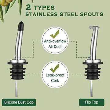 AOZITA 17oz Glass Olive Oil Dispenser Bottle - 500ml Clear -Oil & Vinegar Cruet with Pourers and Funnel - Olive Oil Carafe Decanter for Kitchen