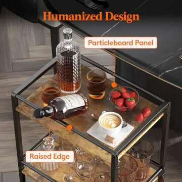 Stylish 3-Tier Rolling Bar Cart for Home and Office
