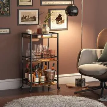 Stylish 3-Tier Rolling Bar Cart for Home and Office