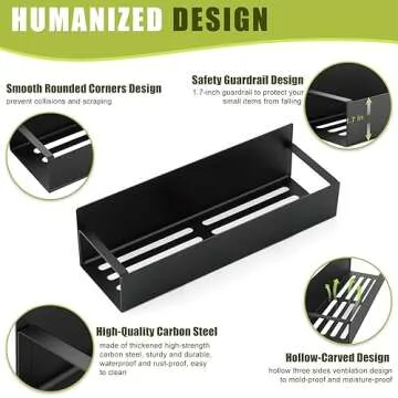 Hoenart 4 Pack Magnetic Spice Rack for Refrigerator, Moveable Magnetic Spice Organizer, Black Metal Strong Magnetic Shelf for Fridge and Microwave Oven, Space Saving for Kitchen