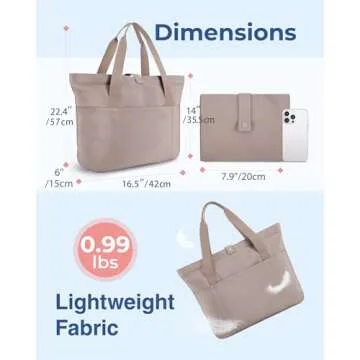 BAGSMART Tote Bag for Women, Foldable Tote Bag With Zipper Large Shoulder Bag Top Handle Handbag for Travel, Work
