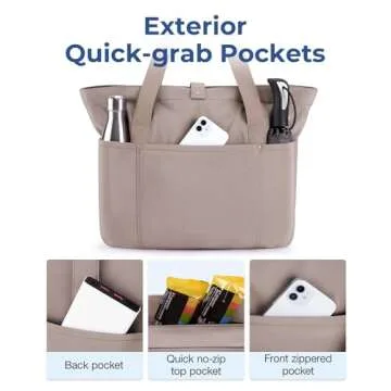 BAGSMART Tote Bag for Women, Foldable Tote Bag With Zipper Large Shoulder Bag Top Handle Handbag for Travel, Work