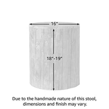 Patio Sense 62420 Elyse Round Rustic Garden Stool Wood Outdoor Seating & End Table Portable Adaptable Outdoor Furniture Ideal for Entertaining, Gardening & Decor - Seasoned Patina Finish