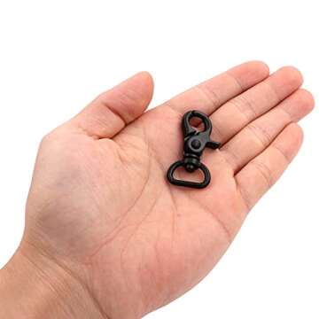 Metal .Black Lobster Clasps 0.6 Inches Internal Diameter D Swivel Trigger Clips Eye Hooks Pack of 6