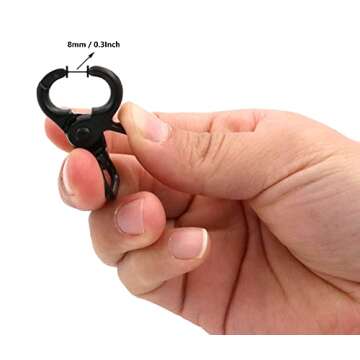 Metal .Black Lobster Clasps 0.6 Inches Internal Diameter D Swivel Trigger Clips Eye Hooks Pack of 6