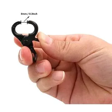 Metal .Black Lobster Clasps 0.6 Inches Internal Diameter D Swivel Trigger Clips Eye Hooks Pack of 6