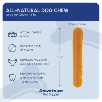 Downtown Pet Supply Yak Cheese Himalayan Dog Chews - Large Yak Chews Rich in Nutrients for Medium to Large Dogs - Long Lasting, Odorless and Easy to Digest Cheese Dog Treats - 2 LB