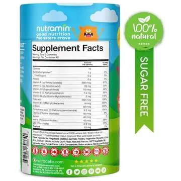 Nutracelle NUTRAMIN Sugar-Free, Allergen-Free 100% Vegan Gummy Multivitamins for Kids - Great Tastin...
