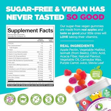 Nutracelle NUTRAMIN Sugar-Free, Allergen-Free 100% Vegan Gummy Multivitamins for Kids - Great Tasting Natural Gummies Your Kids Will Love - 90 Count Bottle