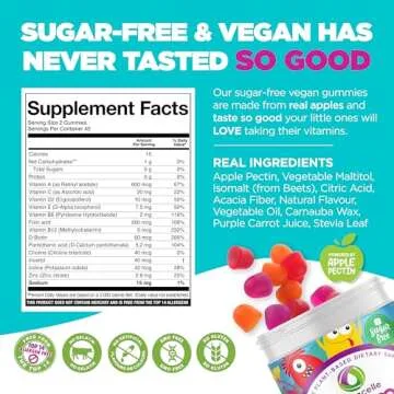Nutracelle NUTRAMIN Sugar-Free, Allergen-Free 100% Vegan Gummy Multivitamins for Kids - Great Tasting Natural Gummies Your Kids Will Love - 90 Count Bottle