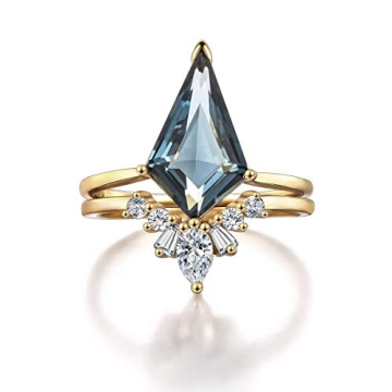 LAZLUVU Womens Crystal Stackable Rings Champagne Gold Plated Elegance